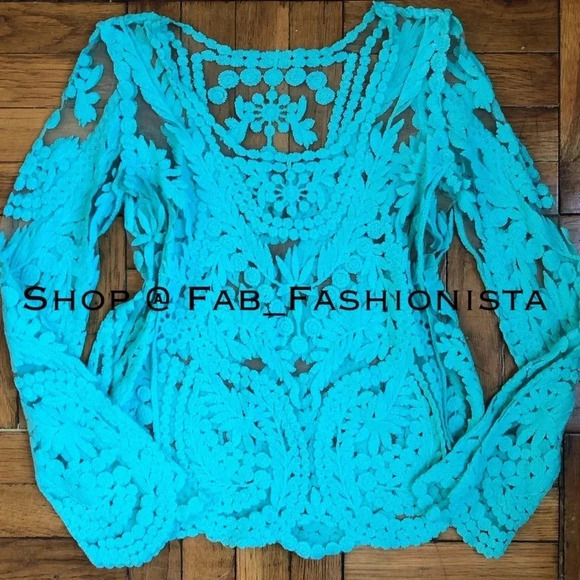 Mint floral sheer top - Picture 3 of 9